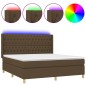 vidaXL Boxspringbett mit Matratze & LED Dunkelbraun 160x200 cm Stoff vidaXL Boxspringbett mit Matratze & LED Dunkelbraun 160x200 cm Stoff