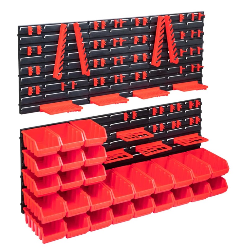 vidaXL 103-tlg. Werkzeugwand mit Sichtlagerkästen Rot und Schwarz vidaXL 103-tlg. Werkzeugwand mit Sichtlagerkästen Rot und Schwarz