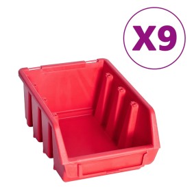 vidaXL 103-tlg. Werkzeugwand mit Sichtlagerkästen Rot und Schwarz