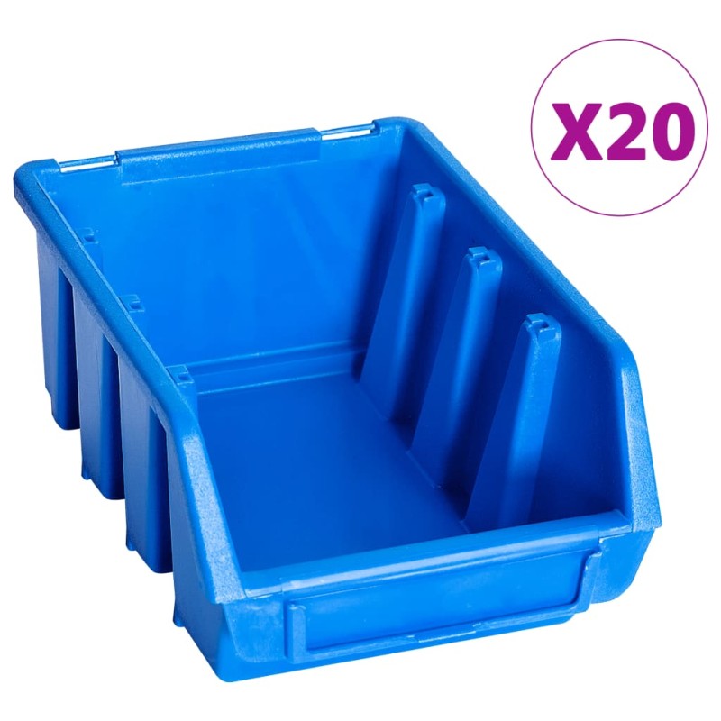 vidaXL Stapelboxen 20 Stk. Blau Kunststoff vidaXL Stapelboxen 20 Stk. Blau Kunststoff