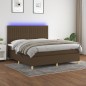 vidaXL Boxspringbett mit Matratze & LED Dunkelbraun 160x200 cm Stoff vidaXL Boxspringbett mit Matratze & LED Dunkelbraun 160x200 cm Stoff