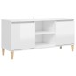 vidaXL TV-Schrank mit Massivholz-Beinen Hochglanz-Weiß 103,5x35x50 cm vidaXL TV-Schrank mit Massivholz-Beinen Hochglanz-Weiß 103,5x35x50 cm