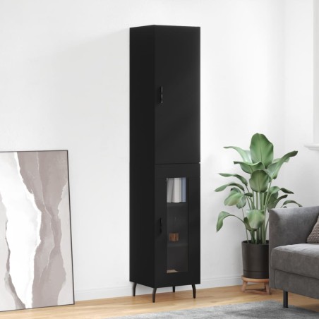 Highboard Schwarz 34,5x34x180 cm Holzwerkstoff