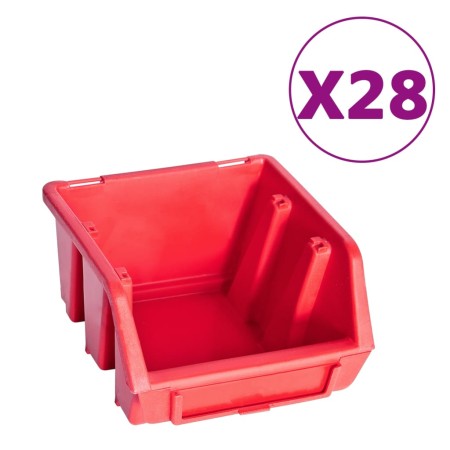 vidaXL 141-tlg. Werkzeugwand mit Sichtlagerkästen Rot und Schwarz
