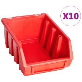 vidaXL 29-tlg. Sichtlagerkasten-Set mit Wandhalterung Rot und Schwarz