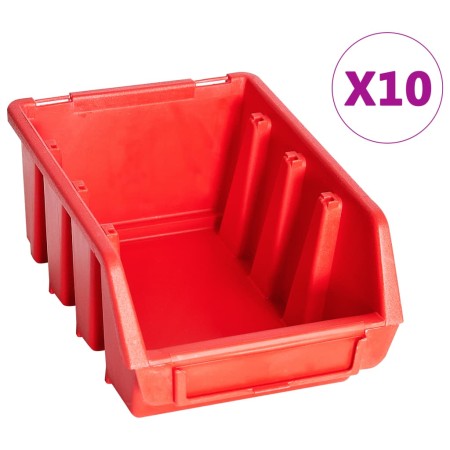 vidaXL 29-tlg. Sichtlagerkasten-Set mit Wandhalterung Rot und Schwarz
