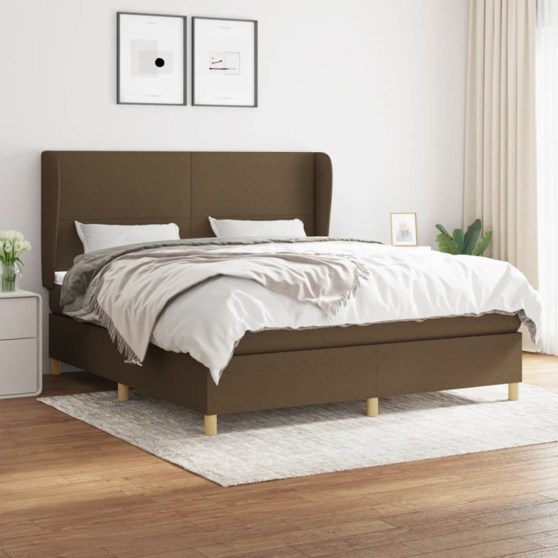 vidaXL Boxspringbett mit Matratze Dunkelbraun 160x200 cm Stoff vidaXL Boxspringbett mit Matratze Dunkelbraun 160x200 cm Stoff