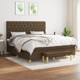 vidaXL Boxspringbett mit Matratze Dunkelbraun 160x200 cm Stoff