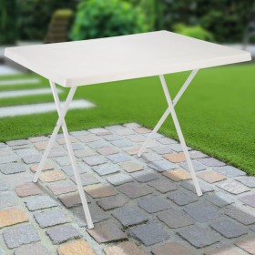 HI Klappbarer Campingtisch Weiß Verstellbar 80x60x51/61 cm