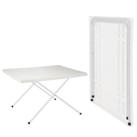 HI Klappbarer Campingtisch Weiß Verstellbar 80x60x51/61 cm
