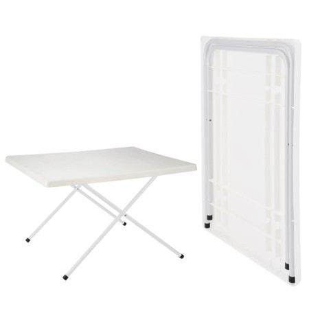 HI Klappbarer Campingtisch Weiß Verstellbar 80x60x51/61 cm