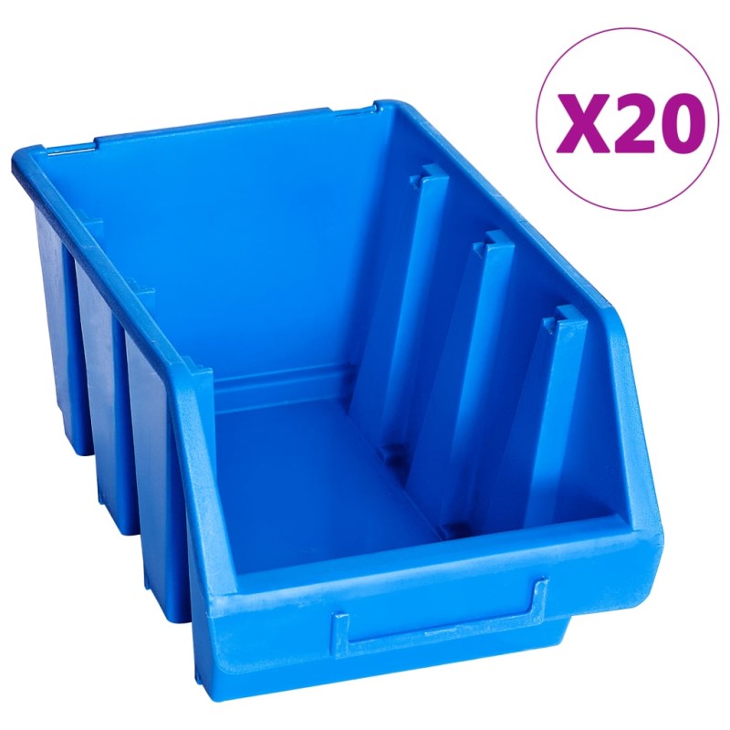 vidaXL Stapelboxen 20 Stk. Blau Kunststoff vidaXL Stapelboxen 20 Stk. Blau Kunststoff