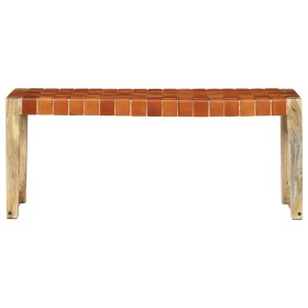 vidaXL Bank 110 cm Braun Echtleder und Massivholz Mango