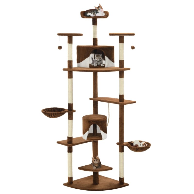 vidaXL Katzen-Kratzbaum mit Sisal-Kratzsäulen 203 cm Braun und Weiß vidaXL Katzen-Kratzbaum mit Sisal-Kratzsäulen 203 cm Braun und Weiß