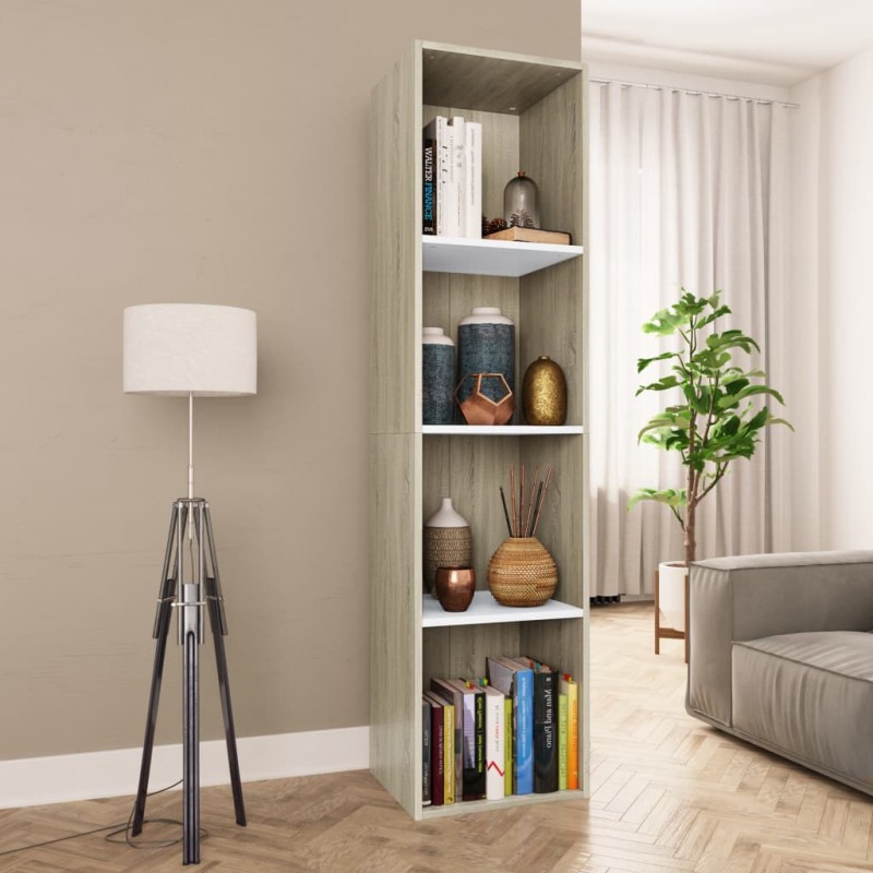 vidaXL Bücherregal/TV-Schrank Weiß Sonoma-Eiche 36x30x143 cm vidaXL Bücherregal/TV-Schrank Weiß Sonoma-Eiche 36x30x143 cm