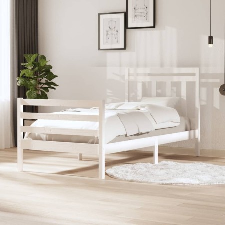vidaXL Massivholzbett Weiß 100x200 cm