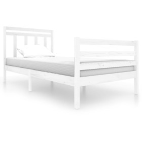 vidaXL Massivholzbett Weiß 100x200 cm