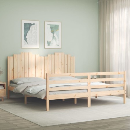 vidaXL Massivholzbett mit Kopfteil