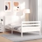 vidaXL Massivholzbett mit Kopfteil Weiß 100x200 cm vidaXL Massivholzbett mit Kopfteil Weiß 100x200 cm