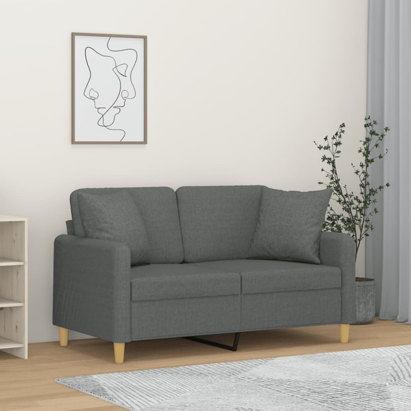 vidaXL 2-Sitzer-Sofa mit Zierkissen Dunkelgrau 120 cm Stoff vidaXL 2-Sitzer-Sofa mit Zierkissen Dunkelgrau 120 cm Stoff