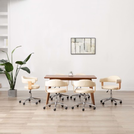 vidaXL Drehbare Esszimmerstühle 6 Stk. Creme Kunstleder