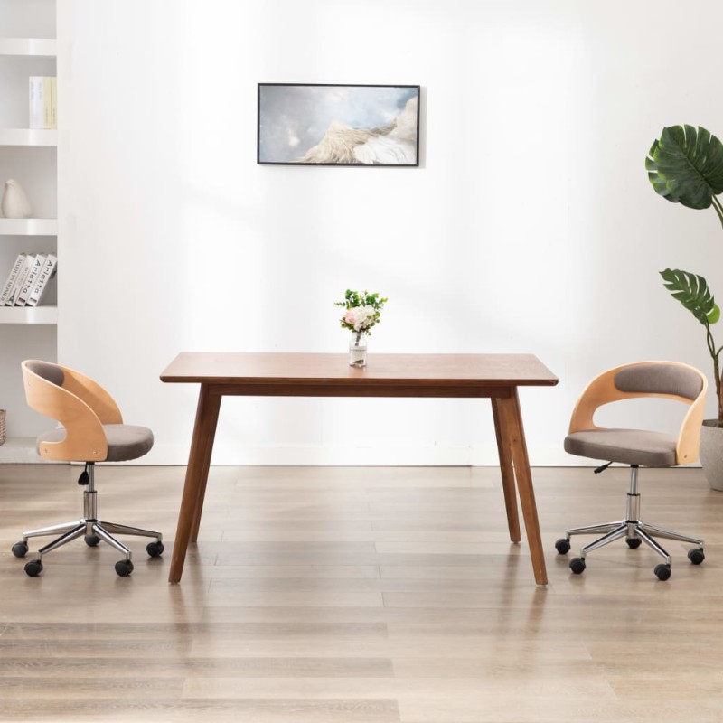 vidaXL Drehbare Esszimmerstühle 2 Stk. Taupe Bugholz und Stoff vidaXL Drehbare Esszimmerstühle 2 Stk. Taupe Bugholz und Stoff