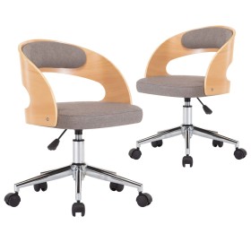 vidaXL Drehbare Esszimmerstühle 2 Stk. Taupe Bugholz und Stoff