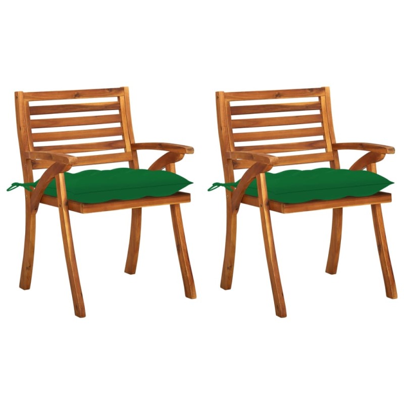 Garten-Essstühle mit Kissen 2 Stk. Massivholz Akazie Garten-Essstühle mit Kissen 2 Stk. Massivholz Akazie