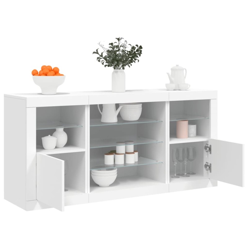 vidaXL Sideboard mit LED-Leuchten Weiß 142,5x37x67 cm vidaXL Sideboard mit LED-Leuchten Weiß 142,5x37x67 cm