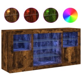 vidaXL Sideboard mit LED-Leuchten Räuchereiche 142,5x37x67 cm