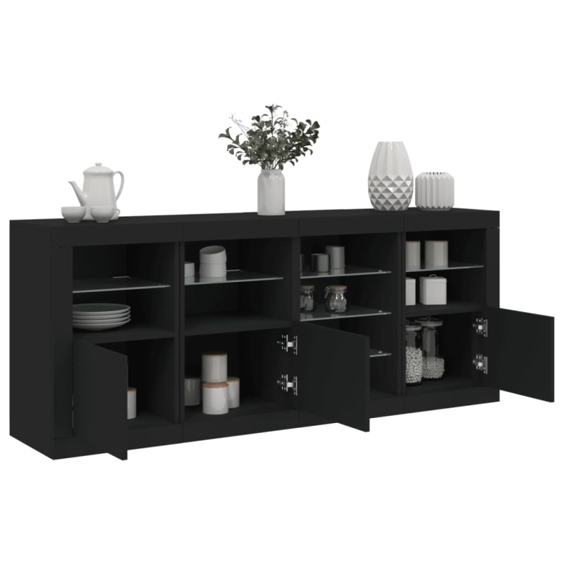vidaXL Sideboard mit LED-Leuchten Schwarz 164x37x67 cm vidaXL Sideboard mit LED-Leuchten Schwarz 164x37x67 cm