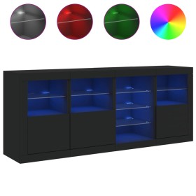vidaXL Sideboard mit LED-Leuchten Schwarz 164x37x67 cm