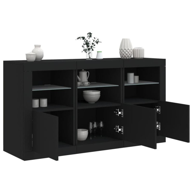 vidaXL Sideboard mit LED-Leuchten Schwarz 123x37x67 cm vidaXL Sideboard mit LED-Leuchten Schwarz 123x37x67 cm