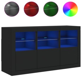 vidaXL Sideboard mit LED-Leuchten Schwarz 123x37x67 cm