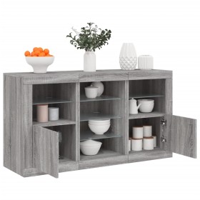 vidaXL Sideboard mit LED-Leuchten Grau Sonoma 123x37x67 cm
