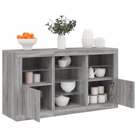 vidaXL Sideboard mit LED-Leuchten Grau Sonoma 123x37x67 cm