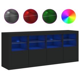 vidaXL Sideboard mit LED-Leuchten Schwarz 163x37x67 cm