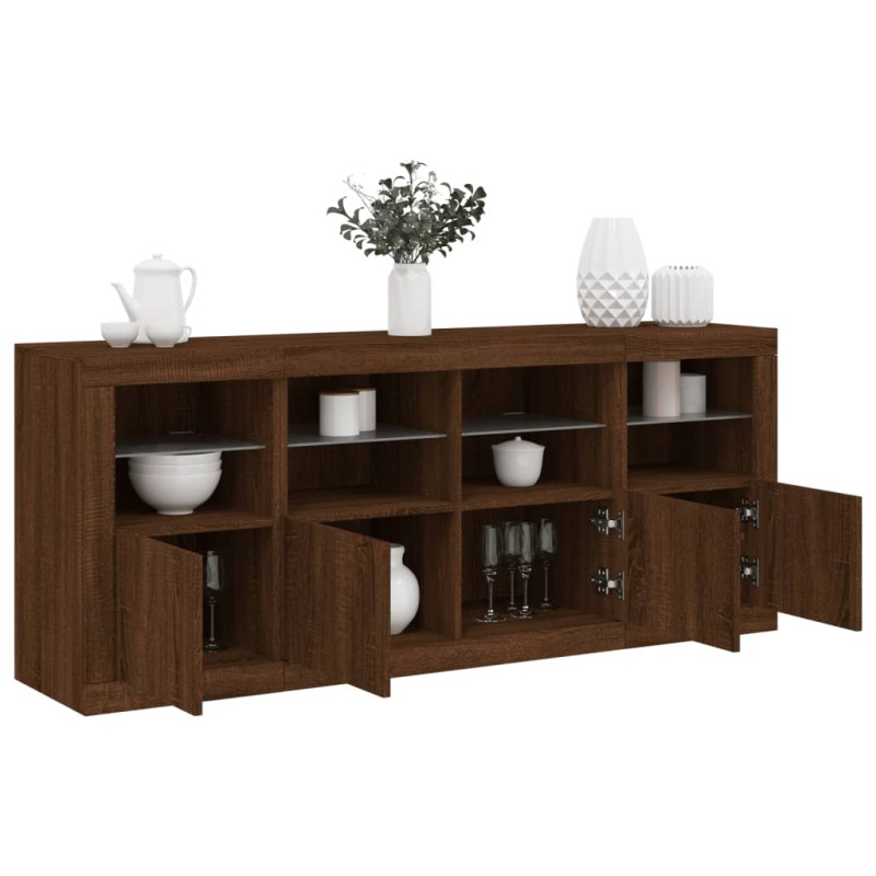 vidaXL Sideboard mit LED-Leuchten Braun Eichen-Optik 163x37x67 cm vidaXL Sideboard mit LED-Leuchten Braun Eichen-Optik 163x37x67 cm