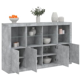 vidaXL Sideboards mit LED-Leuchten 3 Stk. Betongrau Holzwerkstoff
