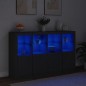vidaXL Sideboards mit LED-Leuchten 3 Stk. Schwarz Holzwerkstoff vidaXL Sideboards mit LED-Leuchten 3 Stk. Schwarz Holzwerkstoff