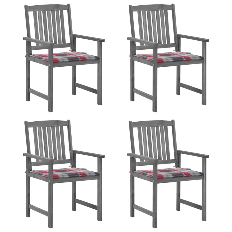 vidaXL Gartenstühle mit Kissen 4 Stk. Grau Massivholz Akazie vidaXL Gartenstühle mit Kissen 4 Stk. Grau Massivholz Akazie