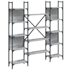 vidaXL Bücherregal Grau Sonoma 155,5x24x166,5 cm Holzwerkstoff