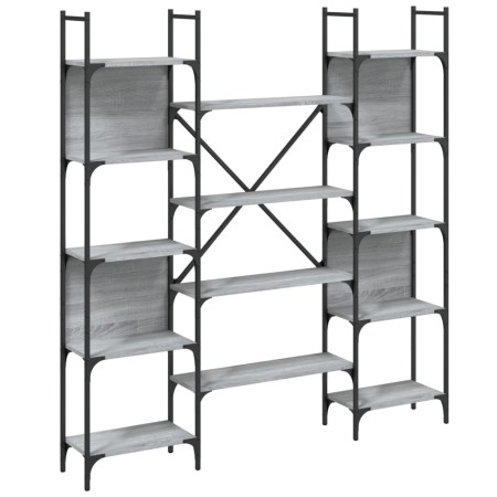 vidaXL Bücherregal Grau Sonoma 155,5x24x166,5 cm Holzwerkstoff