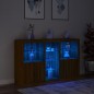 vidaXL Sideboard mit LED-Leuchten Braun Eichen-Optik 162x37x100 cm vidaXL Sideboard mit LED-Leuchten Braun Eichen-Optik 162x37x100 cm