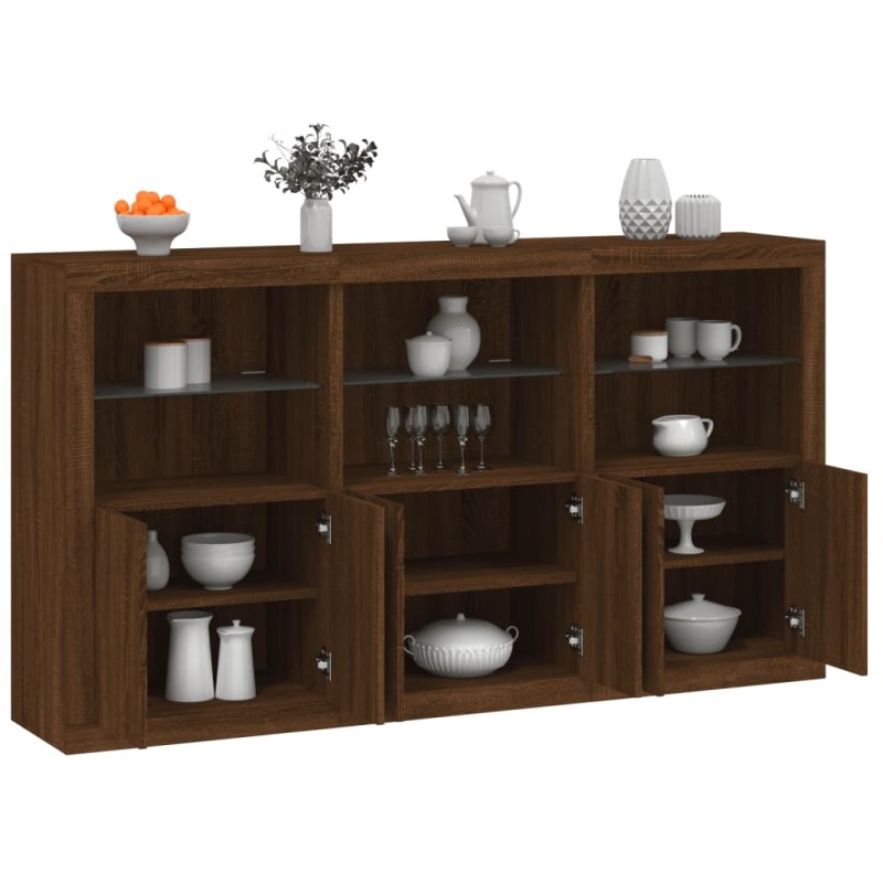 vidaXL Sideboard mit LED-Leuchten Braun Eichen-Optik 181,5x37x100 cm vidaXL Sideboard mit LED-Leuchten Braun Eichen-Optik 181,5x37x100 cm