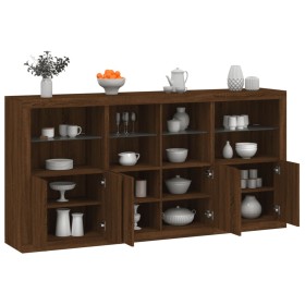 vidaXL Sideboard mit LED-Leuchten Braun Eichen-Optik 202x37x100 cm