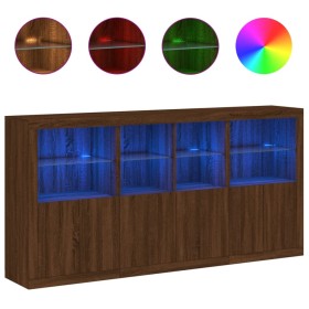 vidaXL Sideboard mit LED-Leuchten Braun Eichen-Optik 202x37x100 cm