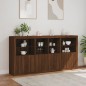 vidaXL Sideboard mit LED-Leuchten Braun Eichen-Optik 202x37x100 cm vidaXL Sideboard mit LED-Leuchten Braun Eichen-Optik 202x37x100 cm