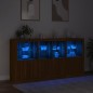 vidaXL Sideboard mit LED-Leuchten Braun Eichen-Optik 202x37x100 cm vidaXL Sideboard mit LED-Leuchten Braun Eichen-Optik 202x37x100 cm