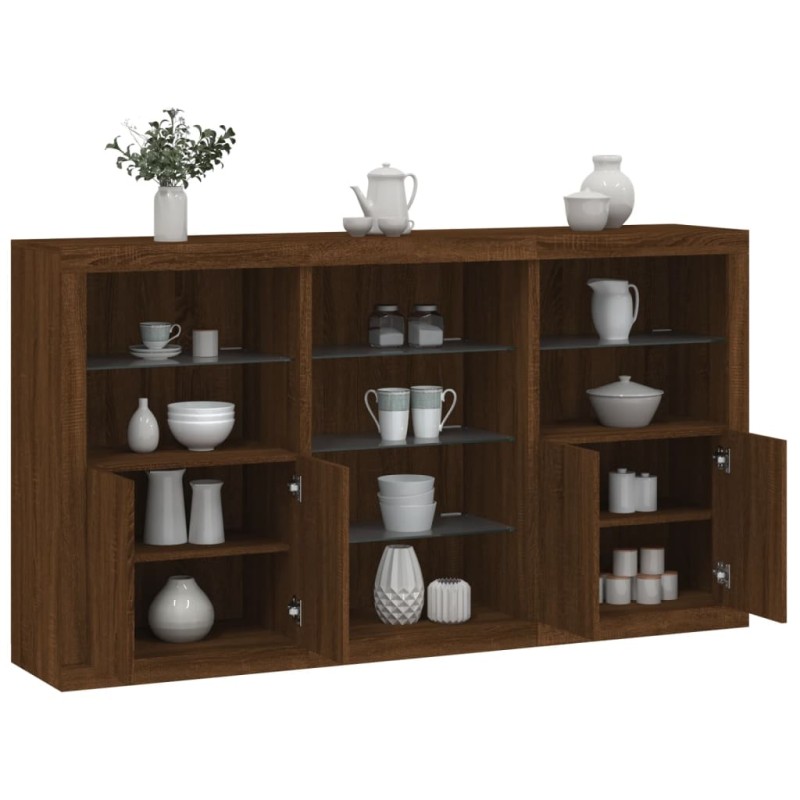vidaXL Sideboard mit LED-Leuchten Braun Eichen-Optik 181,5x37x100 cm vidaXL Sideboard mit LED-Leuchten Braun Eichen-Optik 181,5x37x100 cm